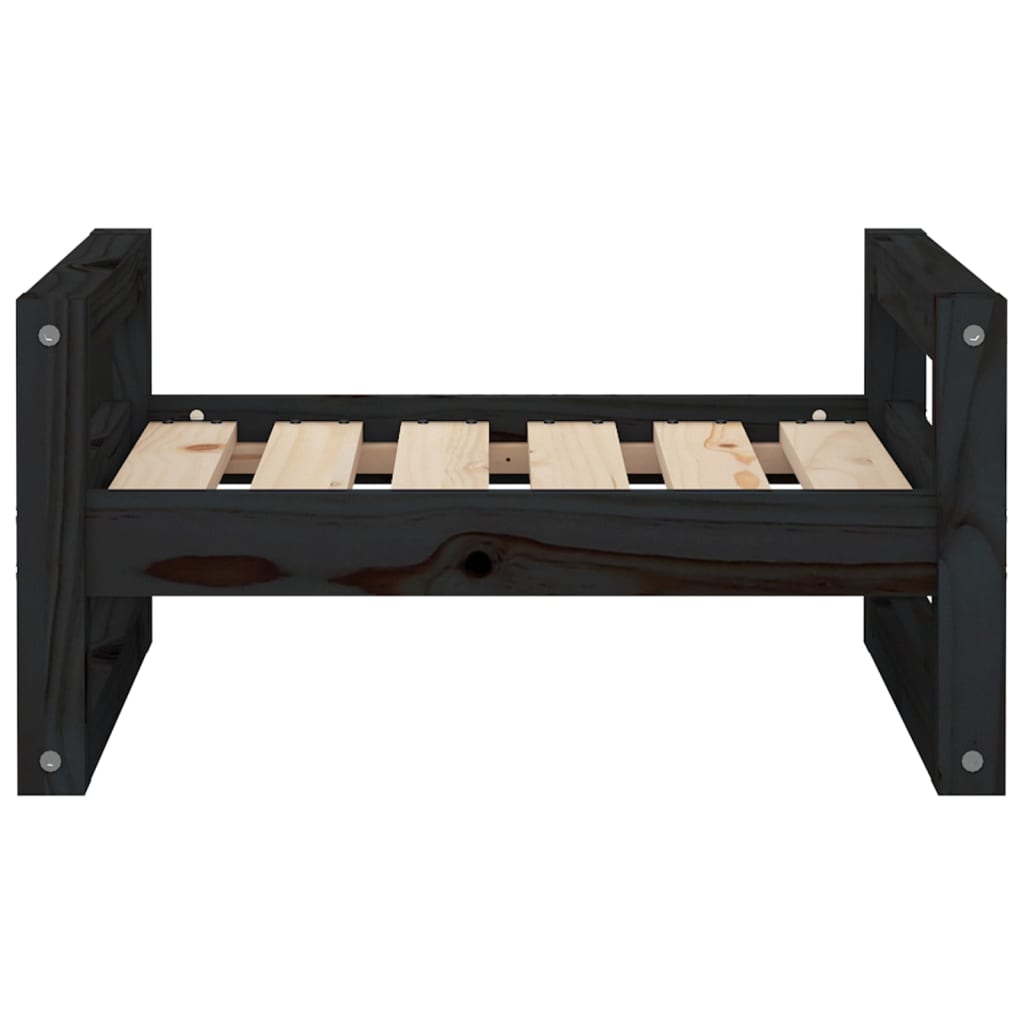 Cama para perros madera maciza de pino negro 55,5x45,5x28 cm