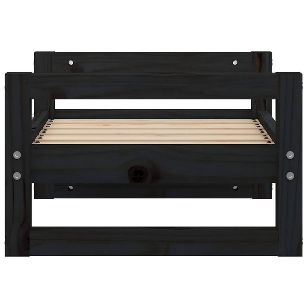 Cama para perros madera maciza de pino negro 55,5x45,5x28 cm