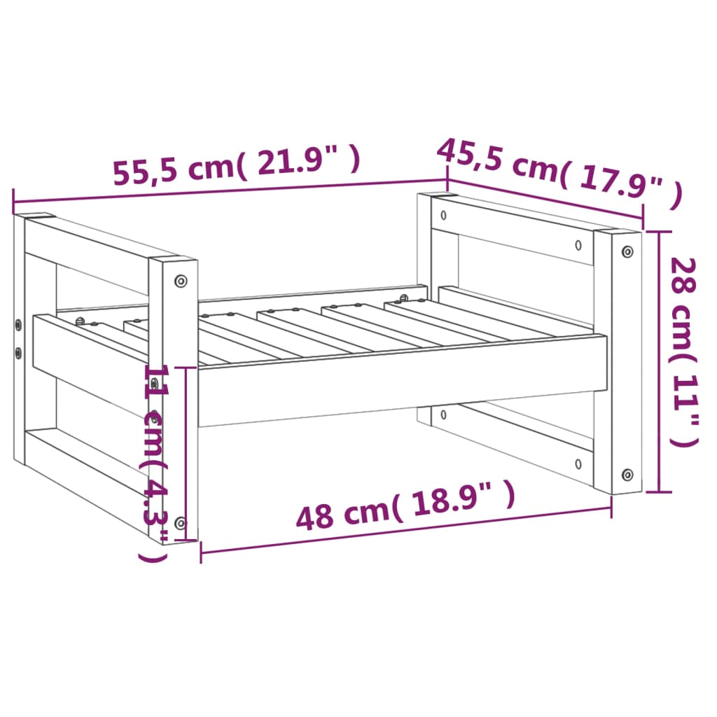 Cama para perros madera maciza de pino negro 55,5x45,5x28 cm