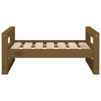Cama para perros madera maciza pino marrón miel 65,5x50,5x28 cm