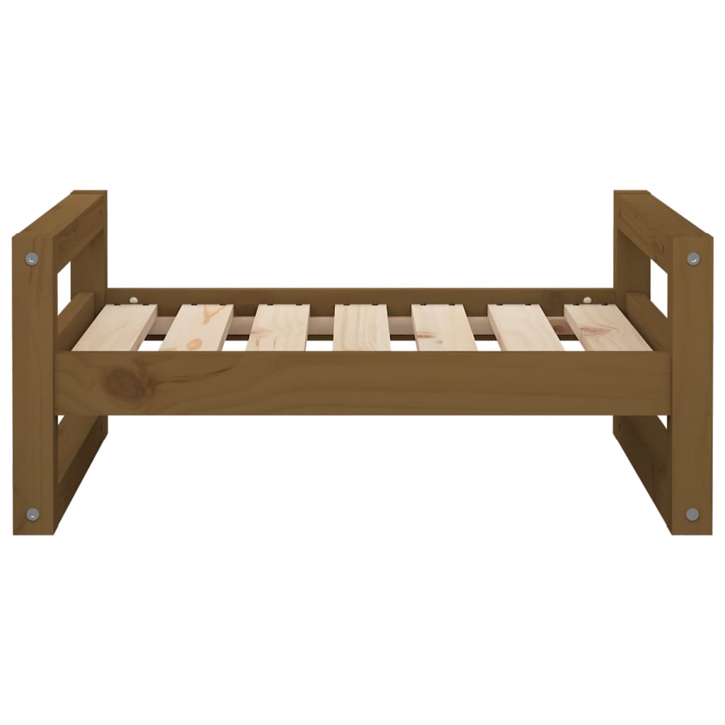 Cama para perros madera maciza pino marrón miel 65,5x50,5x28 cm