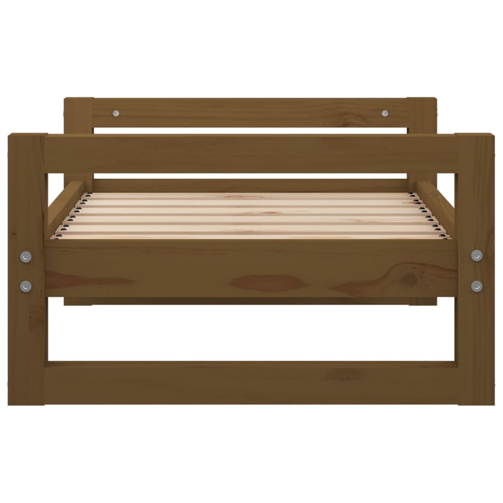 Cama para perros madera maciza pino marrón miel 65,5x50,5x28 cm