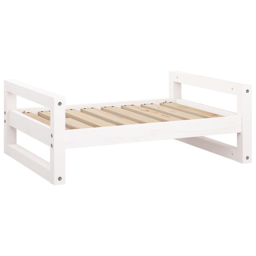 Cama para perros madera maciza de pino blanco 75,5x55,5x28 cm