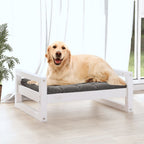 Cama para perros madera maciza de pino blanco 75,5x55,5x28 cm