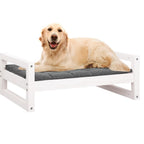 Cama para perros madera maciza de pino blanco 75,5x55,5x28 cm