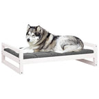 Cama para perros madera maciza de pino blanco 105,5x75,5x28 cm