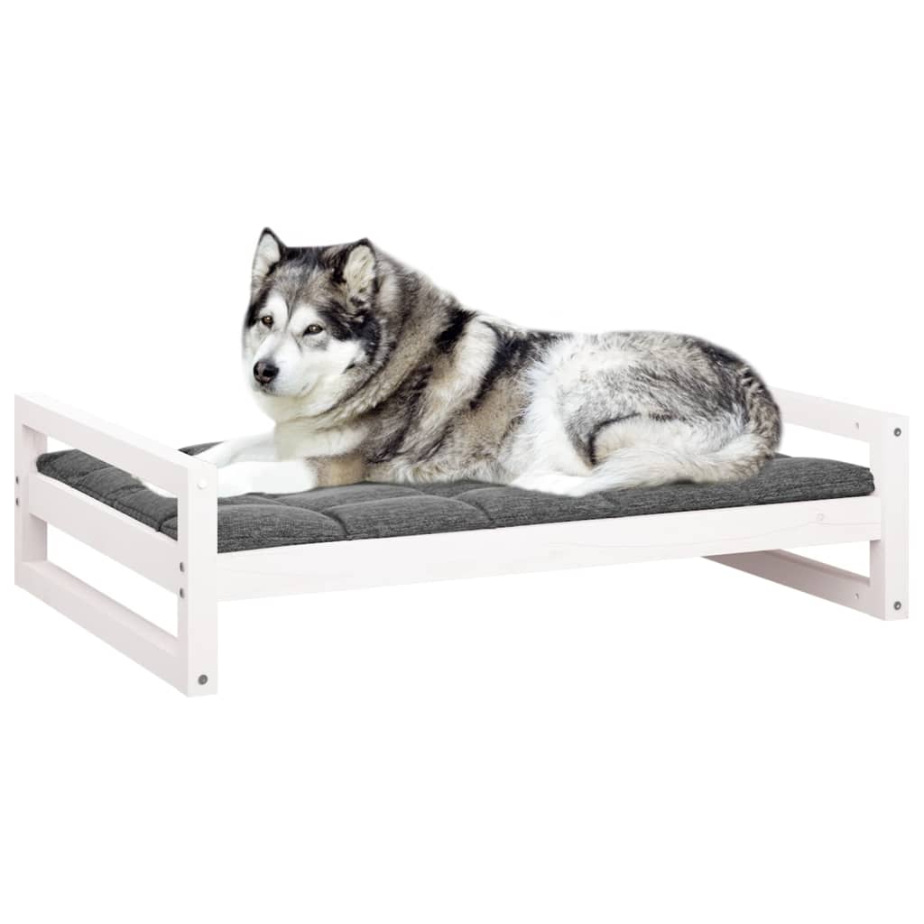 Cama para perros madera maciza de pino blanco 105,5x75,5x28 cm