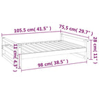 Cama para perros madera maciza de pino blanco 105,5x75,5x28 cm