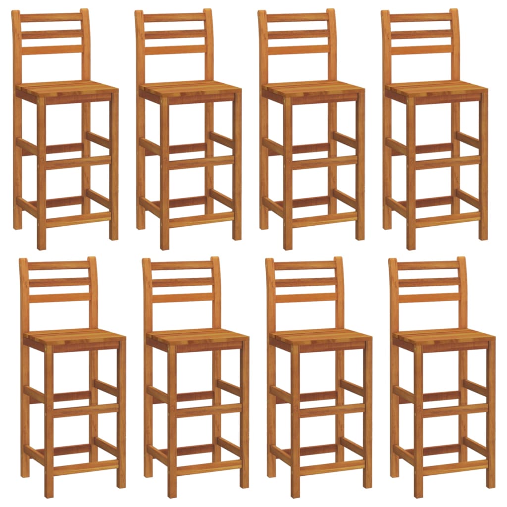 Taburetes de barra de cocina 8 unidades madera maciza acacia