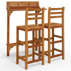 Juego muebles de bar de balcón 3 piezas madera maciza de acacia