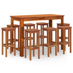 Juego muebles de bar de jardín 9 piezas madera maciza de acacia