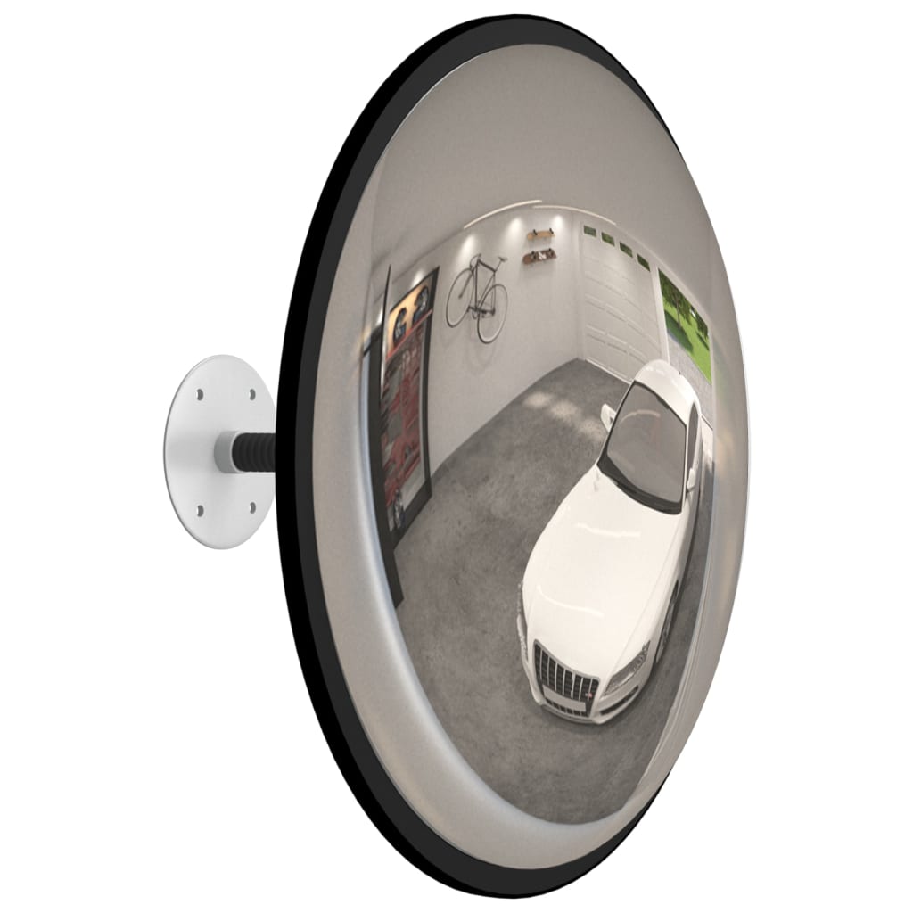 Espejo de tráfico convexo para interiores, acrílico negro Ø40 cm