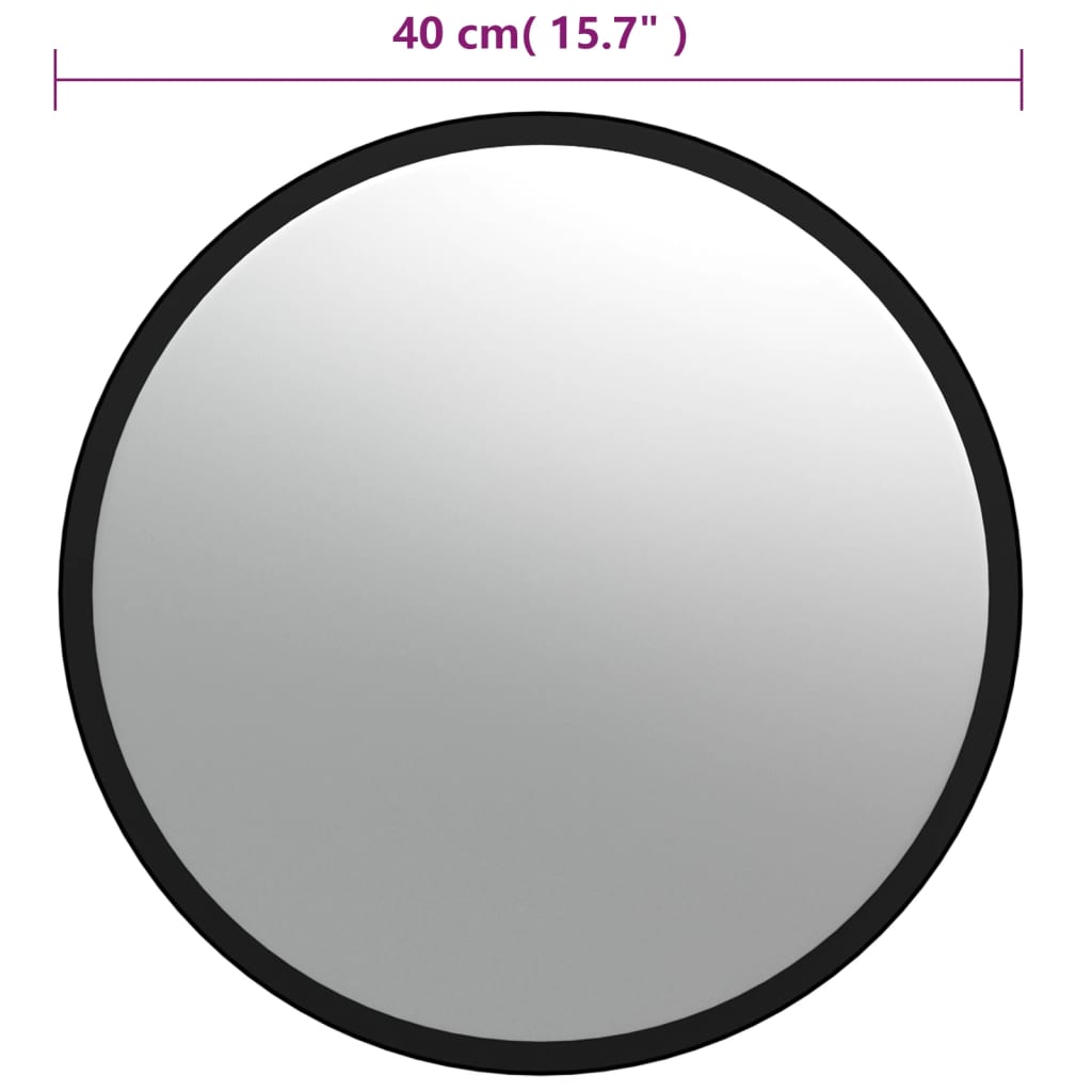 Espejo de tráfico convexo para interiores, acrílico negro Ø40 cm