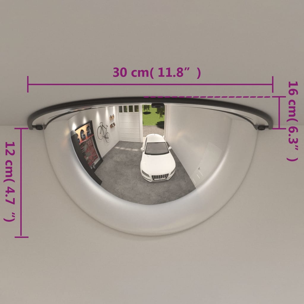Espejos de tráfico 2 uds mitad combada acrílico Ø30 cm