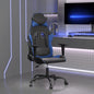 Silla gaming de masaje con reposapiés tela negro y gris taupe
