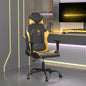 Silla gaming de masaje con reposapiés tela negro y gris taupe
