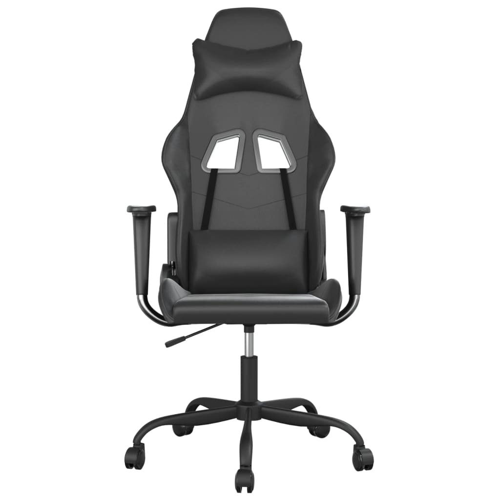 Silla gaming con masaje cuero sintético negro
