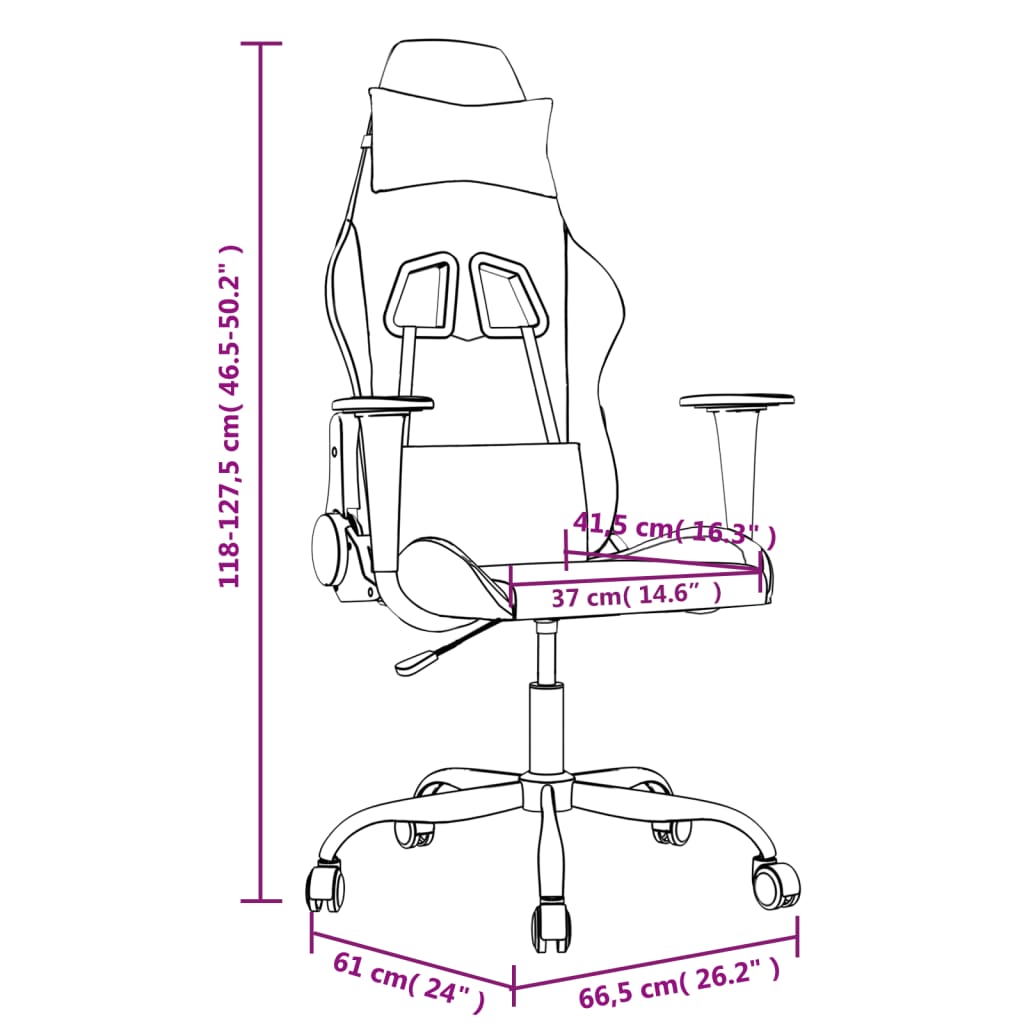 Silla gaming con masaje cuero sintético negro