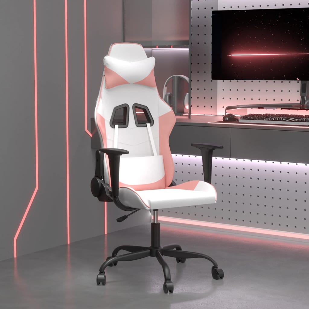 Silla gaming de masaje con reposapiés tela negro y gris taupe