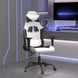 Silla gaming de masaje con reposapiés tela negro y gris taupe