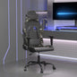 Silla gaming de masaje con reposapiés tela negro y gris taupe