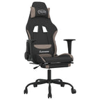 Silla gaming de masaje con reposapiés tela negro y gris taupe