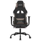 Silla gaming de masaje con reposapiés tela negro y gris taupe