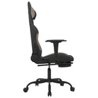 Silla gaming de masaje con reposapiés tela negro y gris taupe