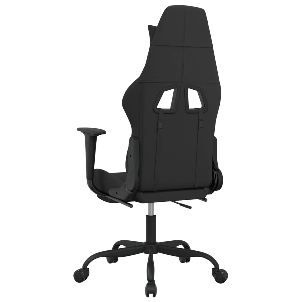 Silla gaming de masaje con reposapiés tela negro y gris taupe