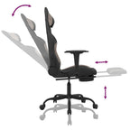 Silla gaming de masaje con reposapiés tela negro y gris taupe