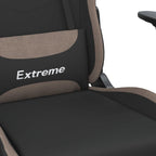 Silla gaming de masaje con reposapiés tela negro y gris taupe