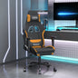 Silla gaming de masaje con reposapiés tela negro y gris taupe