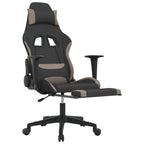 Silla gaming de masaje con reposapiés tela negro y gris taupe