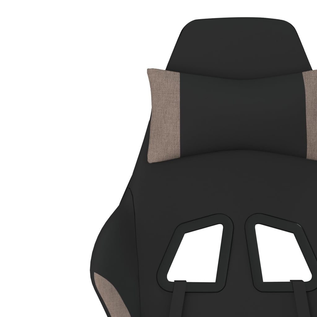 Silla gaming de masaje con reposapiés tela negro y gris taupe