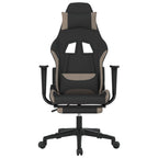 Silla gaming de masaje con reposapiés tela negro y gris taupe
