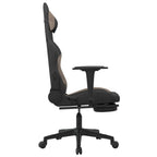 Silla gaming de masaje con reposapiés tela negro y gris taupe