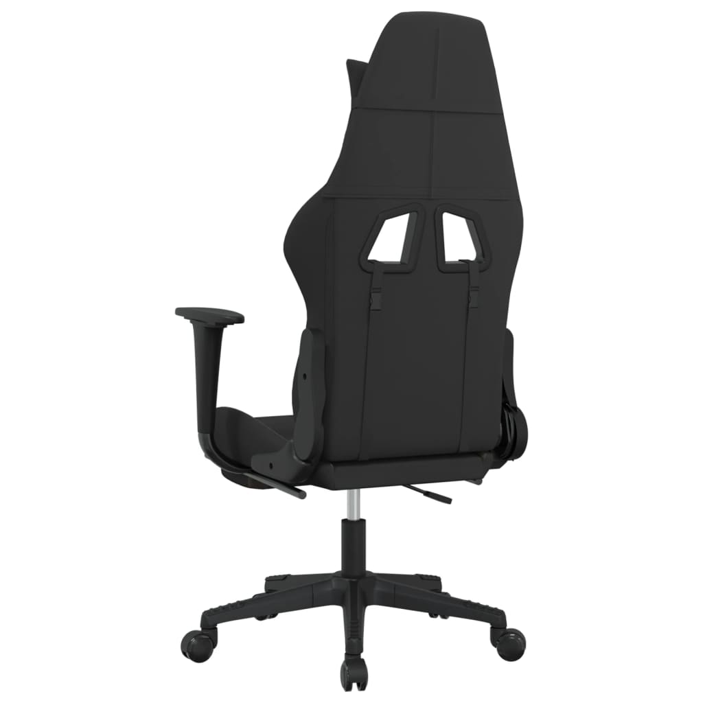 Silla gaming de masaje con reposapiés tela negro y gris taupe