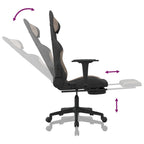 Silla gaming de masaje con reposapiés tela negro y gris taupe