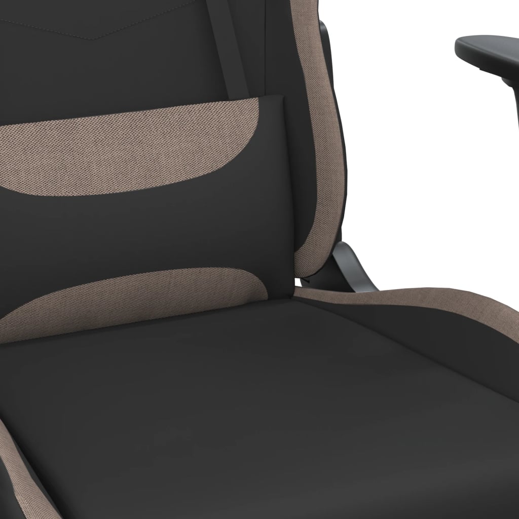 Silla gaming de masaje con reposapiés tela negro y gris taupe