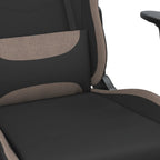 Silla gaming de masaje con reposapiés tela negro y gris taupe