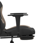 Silla gaming de masaje con reposapiés tela negro y gris taupe