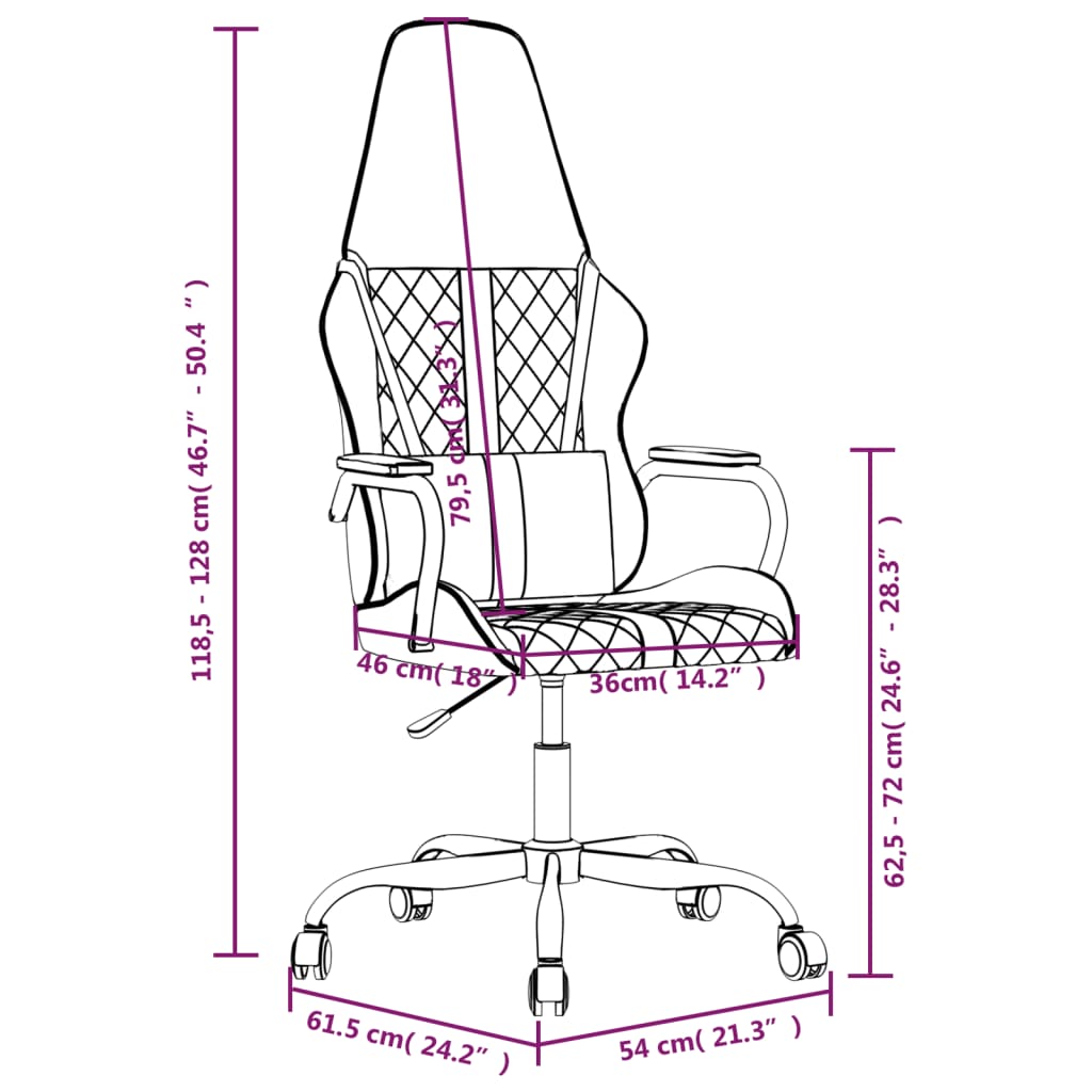 Silla gaming con masaje cuero sintético azul y negro