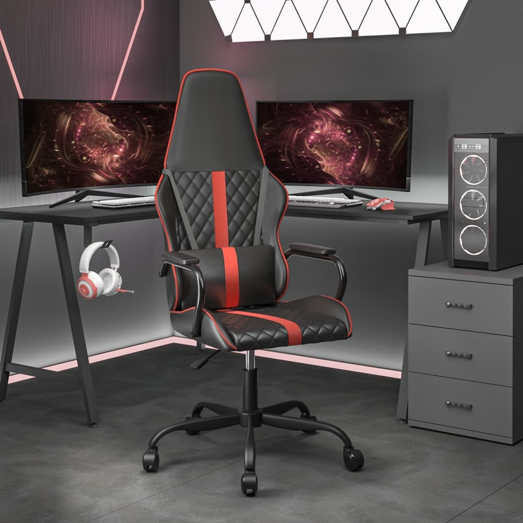 Silla gaming con masaje cuero sintético azul y negro