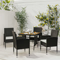 Juego de comedor de jardín 5 piezas ratán sintético gris
