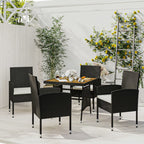 Juego de comedor de jardín 5 piezas ratán sintético gris