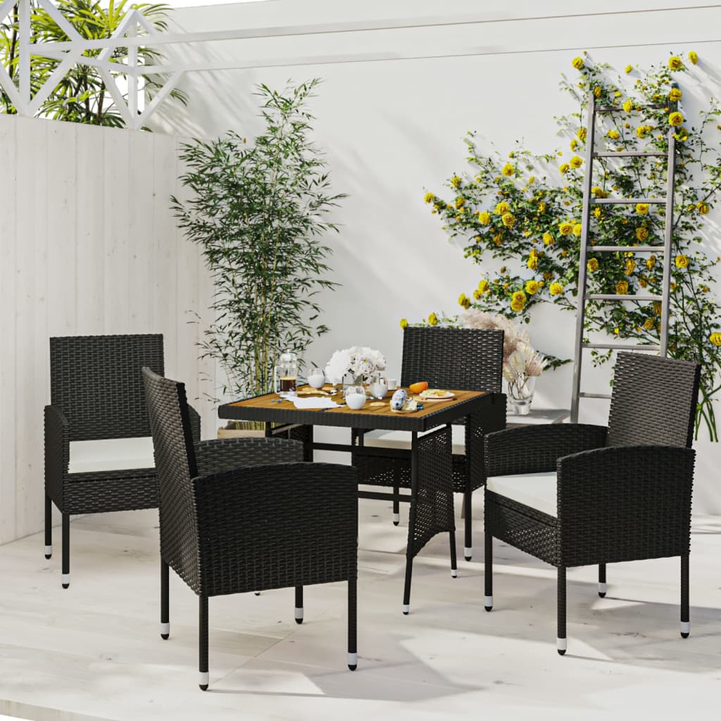 Juego de comedor de jardín 5 piezas ratán sintético gris