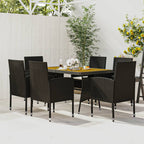 Juego de comedor de jardín 7 piezas marrón y negro