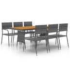 idaXL Juego de comedor de jardín 7 piezas ratán sintético gris