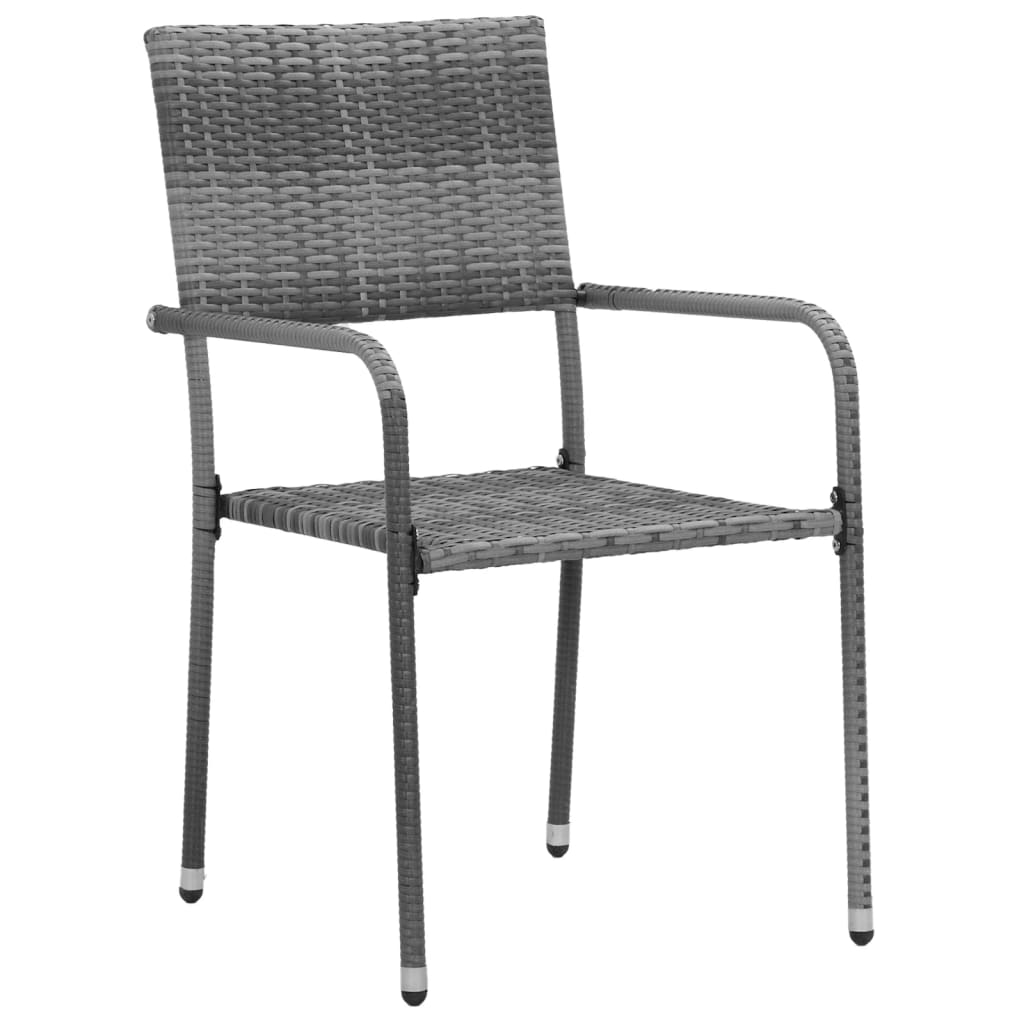 idaXL Juego de comedor de jardín 7 piezas ratán sintético gris