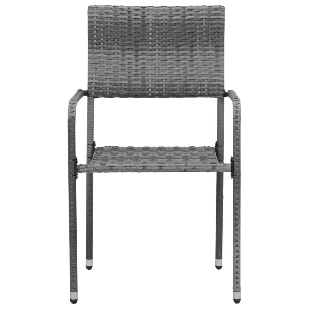 idaXL Juego de comedor de jardín 7 piezas ratán sintético gris